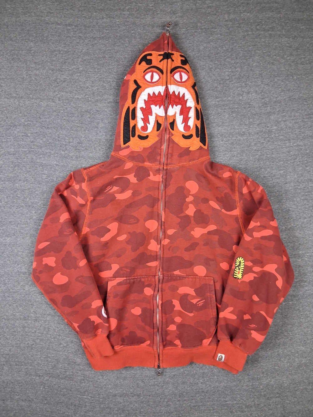 Bape Red & Orange Camo Shark Zip‎ Hoodie